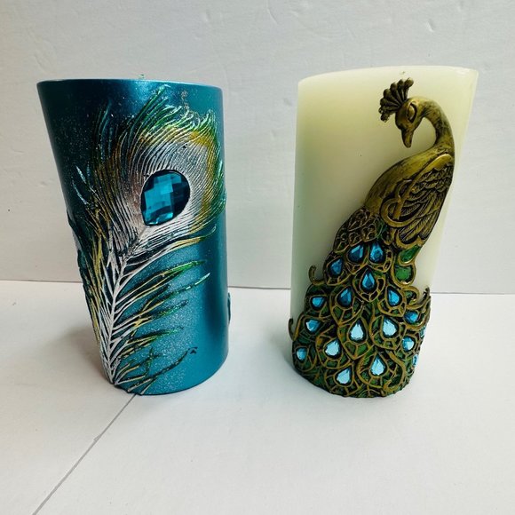 peacock candles Other - Peacock Candles - Decorative, Lot of 2